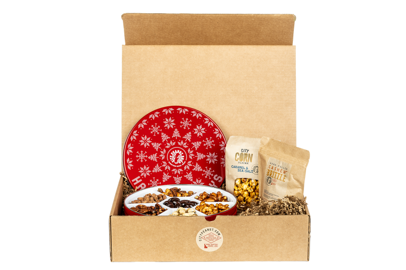 HOLIDAY TIN • LG TIN GIFT BOX (2LBS OF NUTS)