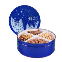 SNOWY STARRY NIGHT TIN • LARGE 4-SECTION (2LBS NUTS)