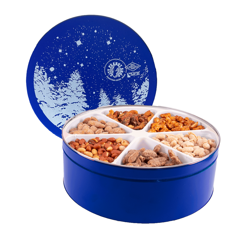 SNOWY STARRY NIGHT TIN • EXTRA LARGE 6-SECTION