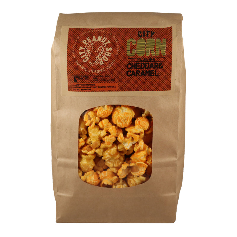 CARAMEL CORN • CHEDDAR + CARAMEL