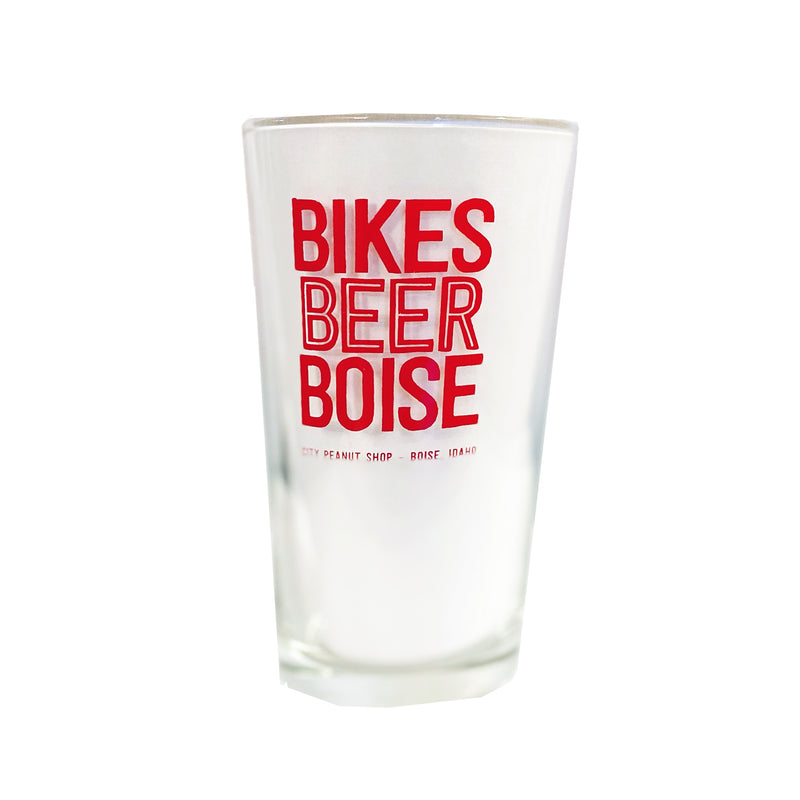 HOLIDAY IDAHO BIKES BEER BOISE • PINT GLASS (RED)