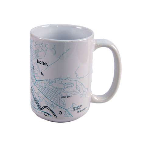 WHITE • TOPO  BOISE IDAHO • CERAMIC MUG