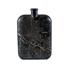 BOISE MAP • BLACK POCKET FLASK