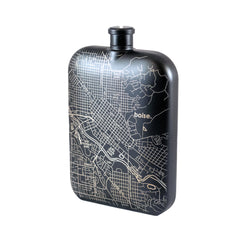 BOISE MAP • BLACK POCKET FLASK