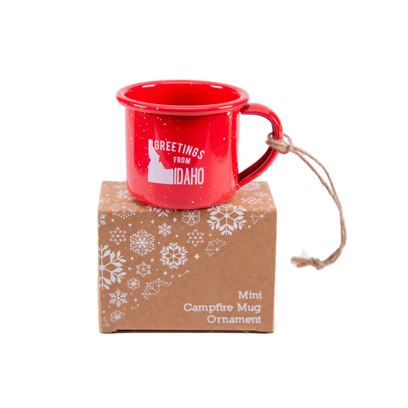 MINI CAMPFIRE MUG • GREETINGS FROM IDAHO • RED