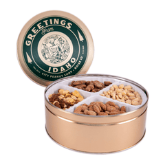 GREETINGS FROM IDAHO STATE SEAL TIN • LARGE 4-SECTION