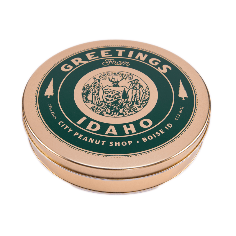 GREETINGS FROM IDAHO STATE SEAL TIN • LARGE 7-SECTION