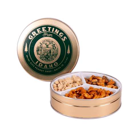 GREETINGS FROM IDAHO STATE SEAL TIN • SMALL 3-SECTION