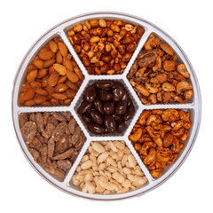 City Peanut Favorites [Brewer's Peanuts, Maple Bacon Cashews, Wildlands Mix, Maple Syrup Pecans, Roasted & Salted Almonds, BBQ Nuts, Dark Chocolate Almonds]