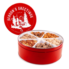 SEASONS GREETINGS TIN • EXTRA LARGE RED 6-SECTION